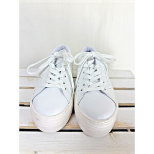 NWT Chelsea Crew White Lace Up Platform Leather Sneaker #1054 Size EU 36